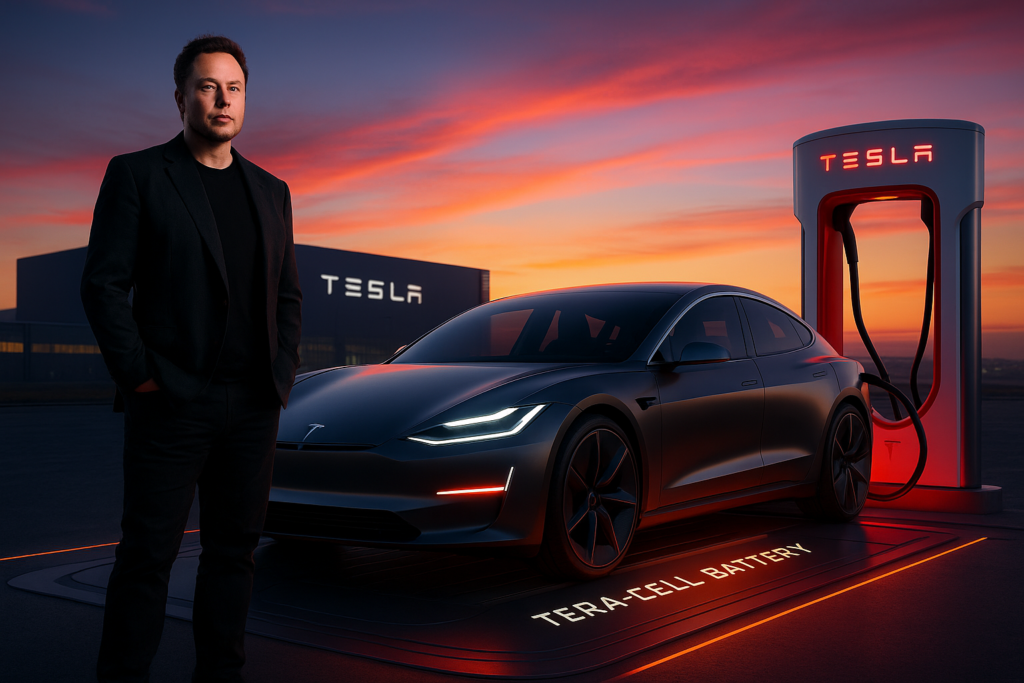 Elon Musk Standing Beside Tesla