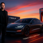 Elon Musk Standing Beside Tesla